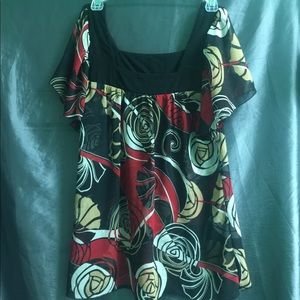 🖤♥️🖤♥️Square neck, sheer, short sleeve blouse